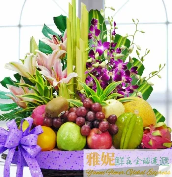 Singapore Mid-Autumn Fresh Flower and Fruit Basket Delivery, Birthday Wishes, Condolences, Christmas, New Year, Malaysia Same-City Delivery