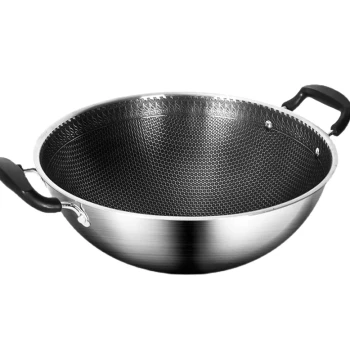 Ultra-Fast Induction Cooker Dedicated Wok with Dual Handles, Non-Stick Large B-Size Round-Bottom Stir-Fry Pan, Household 304 Stainless Steel Wok