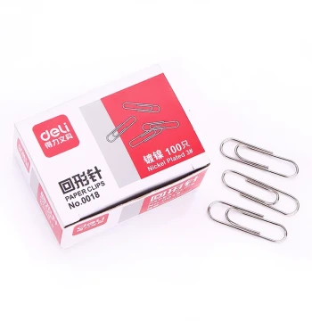 Deli Paper Clips - 5 Boxes (~100 pcs), 29mm Length, Essential for Finance, Office Stationery, and Student Exams