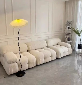Italian Style Cube Sofa Wool Velvet Retro Modular Nordic Light Luxury Small Apartment Lamb Wool Bread Sofa