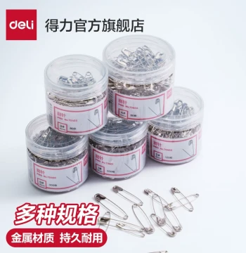 Deli Metal Paperclips TS400 Large Capacity Office Thickened Electroplated Surface Colored Paperclips Student Handmade Stationery Colored Push Pins Combination Three Pins One Nail