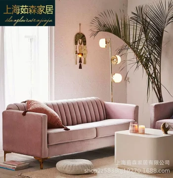 Minimalist Modern Light Luxury Living Room Two-Seater Sofa Set, Beauty Salon American Velvet Fabric Three-Seater Sofa