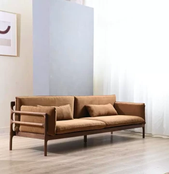 Chongjiang Furniture Original Solid Wood Sofa Nordic Modern Minimalist Black Walnut Niche Sofa Arhat Bed Chinese Style Sofa