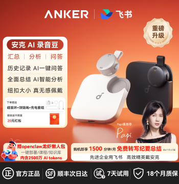 Recommended by Papi Jiang | Anker AI Recording Bean Feishu Smart Voice Recorder Meeting Record Artifact Portable Translation Card