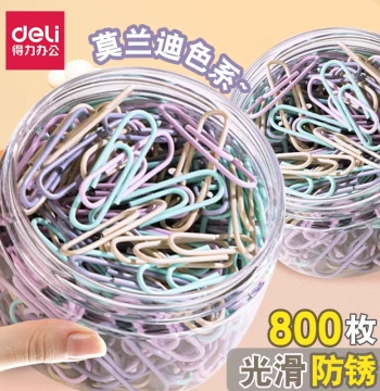 Deli Metal Thickened U-Shaped Paper Clips for Office Organization - Colorful Bookmarks and Document Fasteners
