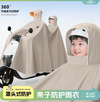 Electric Scooter Raincoat for Two – Parent-Child Full-Body Heavy-Duty Waterproof Poncho for Adults & Women