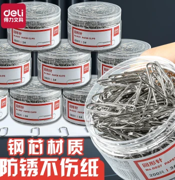 Deli Paper Clips - Steel Core, Rust-Proof, Smooth, Non-Damaging to Paper, Secure Hold, Bend-Resistant & Durable; Boxed or Tubed for Office & Study Organization