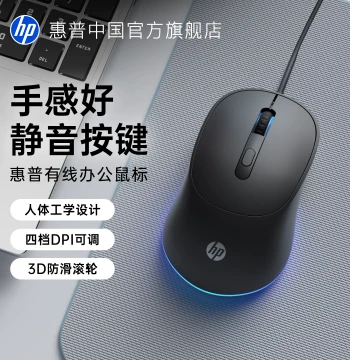 HP Ergonomic Wired Mouse with Audible Silent Clicks - Dedicated for Esports Gaming, Laptops, Desktops, and Office Computers