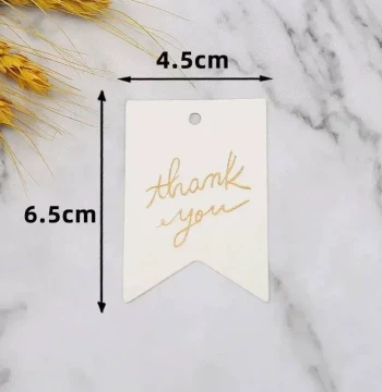 50pcs Kraft Paper Tag White Black Bronzing Thank You Tag Lug