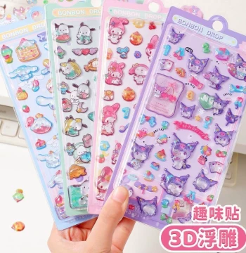 3D Embossed Gem Stickers for Kids - Cute Cartoon Decals for Phone Decoration & Toys