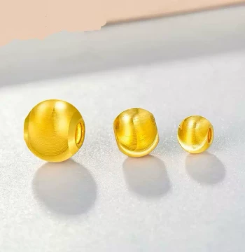 Shengyin Gold Shuibei Pure Gold 999 Cat's Eye Bead Luck Transfer Bead Bracelet Loose Small Gold Beads for DIY Handmade Braided Cord