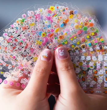 Children's Cartoon Nail Stickers: Princess Baby Waterproof Nail Art Decals, Kids' Toy Rabbit Back-Adhesive Nail Stickers