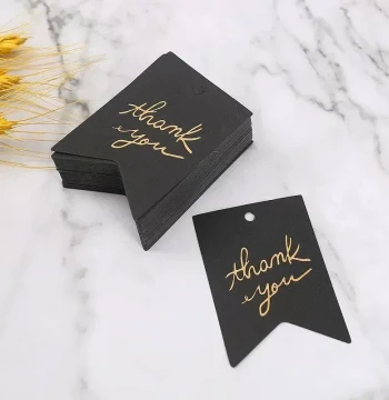 50pcs Kraft Paper Tag White Black Bronzing Thank You Tag Lug