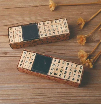 40 Pcs Alphabet Stamps Vintage Wooden Rubber Letter Number S