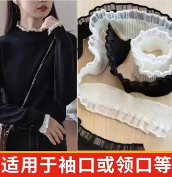Sweater Collar Replacement Sew-on Collar for Sweaters Detachable Collar for Woolens Elastic Lace