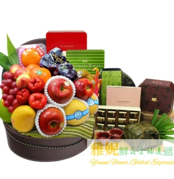 Hong Kong Dragon Boat Festival Premium Zongzi Fruit Gift Basket, Blue Express Delivery, Same-Day City Ordering, Holiday Gifts, Kowloon Hung Hom Central