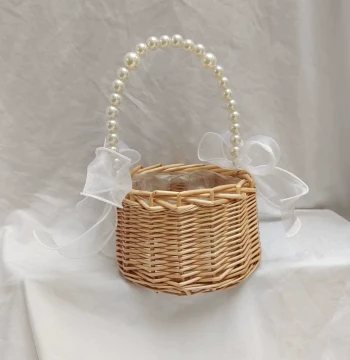 Rattan Gift Handheld Flower Basket Hand-Woven Wedding Fresh Flower Garden Packaging Basket Floral Arrangement Bamboo Basket Storage Basket