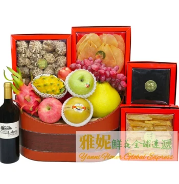 Hong Kong Premium High-End Health Gift Blue Express Fruit Red Wine Same-City Delivery Macau New Year's Day New Year