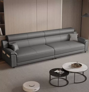 2025 New No-Wash Cat Scratch Leather Sofa Living Room Light Luxury Furniture Modern Simple Straight Row Three-Four Seater Fully Assembled