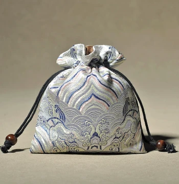 Premium Double-Layer Drawstring Pouch for Cultural Artifacts, Hand-Embroidered Small Fortune Bag, Jewelry Storage Cloth Pouch