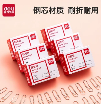 [10 Boxes] Deli Metal Paper Clips for Office Use, Curved Clips, Large Size Paper Clips, Binder Clips