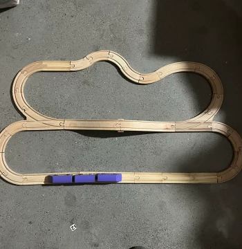 [Imperfect] Wooden Train Track Toy, Educational Building Blocks for Early Childhood Development