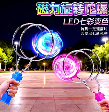 Children's Light-Up Hand-Shaken Magnetic Track Magic UU Ball, Round Magic Flying Spin Magnet Yo-Yo, Colorful Gyro Toy