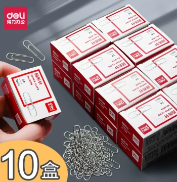 Deli 3# Paper Clips, Triangle Colored Paper Clips, Bookmarks for Students, Office Supplies, Stationery, 10-Box Pack