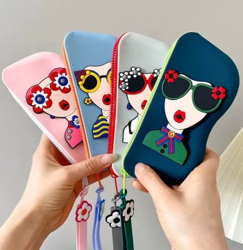 Premium Silicone Glasses Case for Women, Travel Portable Sunglasses Storage Bag, Hangable Anti-Loss Cute Eyewear Box