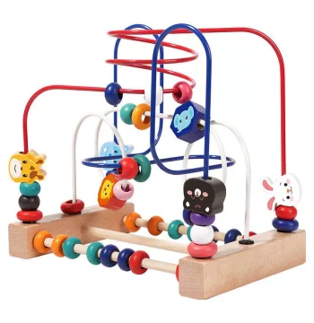 Montessori Early Learning Bead Maze with Building Blocks - Multi-Functional Educational Toy for Babies, Toddlers, Boys & Girls