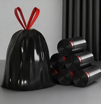Douma Select B Drawstring Trash Bags - Extra Large & Thick Auto-Seal Plastic Bags for Home, Bedroom, and Office