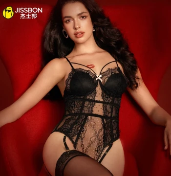 Jissbon Push-Up Enhancing Lingerie, French Sexy Lace Bodysuit, Sleepwear for Seduction and Passion, Plus Size