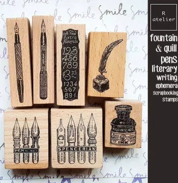 Stamp Scrapbooking Nib Pens Ink Bottle Typewriter Daily Life