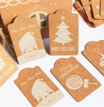 50pcs/lot Christmas Design Kraft Paper Tag Xmas Hang Tag Pro