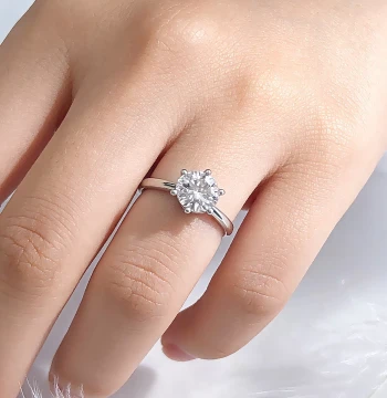 Shihua Jewelry Classic Six-Prong 18K Gold Platinum pt950 Lab-Grown Diamond Ring Customization