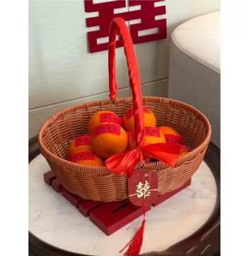 Yilu Chengyi Basket Wedding Engagement Fruit Basket Wicker Handheld Basket New House Gift Friend Housewarming Flower Basket Fresh