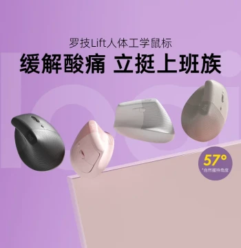 Logitech Ergonomic Series Lift Wireless Mouse, Quiet Click, Bluetooth, for Women, Laptop, Office Use