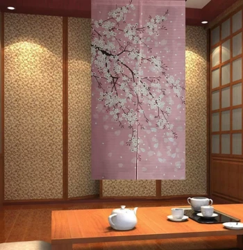 Direct Sale Japan Export Japanese Style Fabric Printed Door Curtain Retail Pink