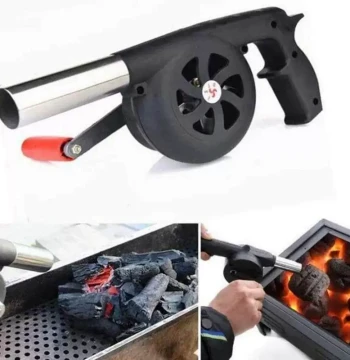 Hand-Crank BBQ Blower for Camping - Quick Charcoal Ignition, Manual Air Pump for Wood Charcoal Grills