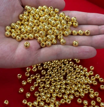 999 Pure Gold Beads, Ancient Method Polished Round Beads, 3D Hard Gold Lucky Beads for DIY Bracelets
