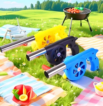 Hand-Crank Blower for Small Charcoal Stoves, BBQ Ignition Fan for Outdoor Fire Starting and Charcoal Lighting