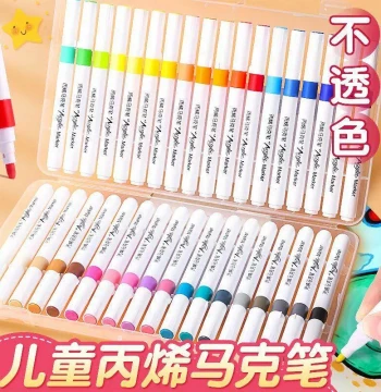 Acrylic Markers for Elementary Students, Layerable and Non-Bleeding Pens for DIY Kindergarten Crafts and Watercolor Painting