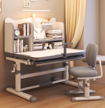 Children's Study Desk and Chair Set for Elementary Students, Home Writing Desk, Adjustable Height, Simple Design for Institutions