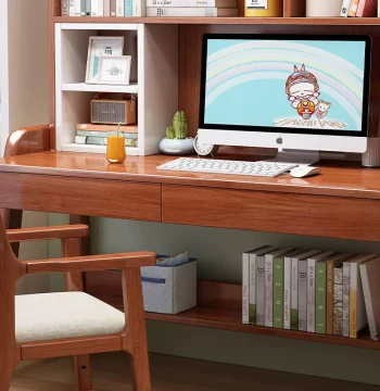New Solid Wood Computer Desk for Home Office, Bedroom Study Desk for Children, Writing Desk with Chair