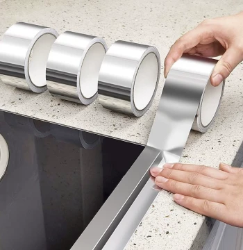 Aluminum Foil Tape for Grout Lines, Kitchen Oil-Proof Sticker, Stove Gap Fire-Resistant High-Temperature Waterproof Mildew-Proof Pipe Sealing Tape