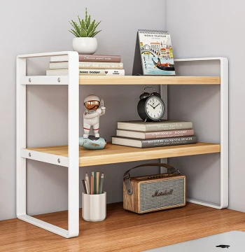 Desktop Storage Rack Multi-Layer Desk Organizer Office Shelf Tiered Iron Art Student Dormitory Tabletop Small Bookshelf