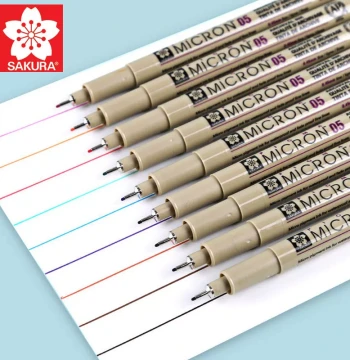 Japan Imported Sakura Colored Fineliner Pens, Waterproof Outline Pens, Brown/Red/Blue/Dark Brown Art Student Drawing Set, Cool Grey Anime Hand-Drawn Manga Pens Kuma