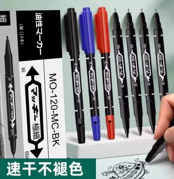 Dual-Tip Permanent Marker Waterproof Oil-Based Black Ink Non-Fading for Art and Students