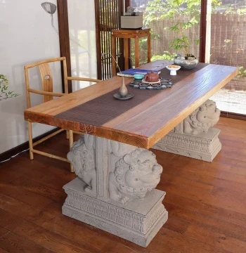Hanyuntang Solid Wood Large Board Desk, Workstation, Home Reading Table, Long Office Desk, Dual-Use Tea Table