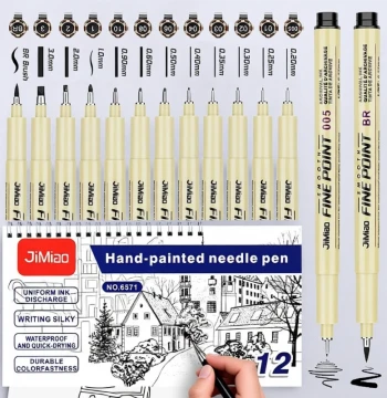 Sakura Pigma Micron Style Fineliner Pens, Student Art Special Hand-Drawn Manga and Anime Black Lining Pen Set, Waterproof Drawing BR Highlighter for Art Students and Design